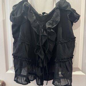 American Eagle Elegant Black Ruffled Women's Top